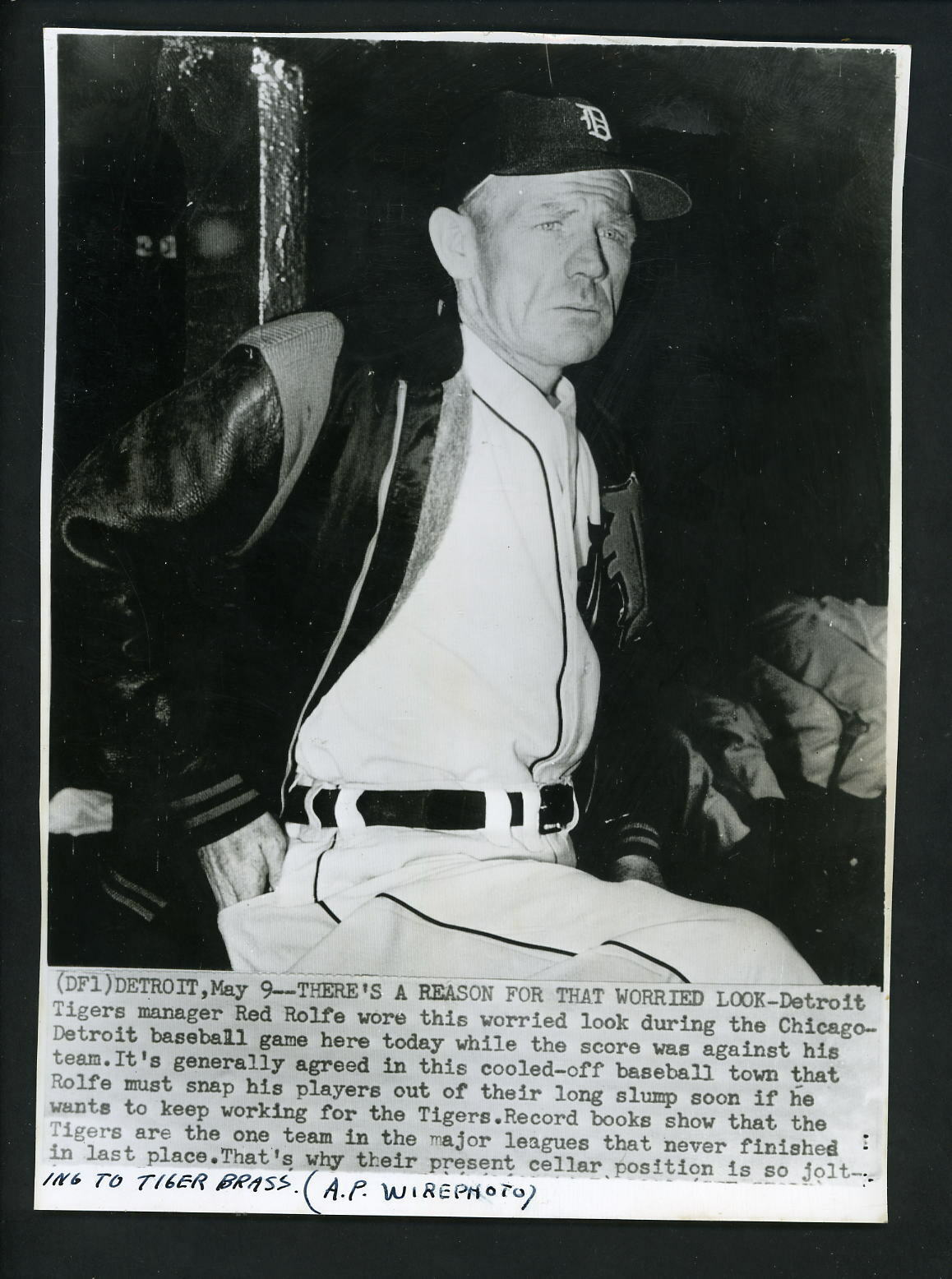 Red Rolfe Detroit Tigers Manager 1952 Press Photo Poster painting