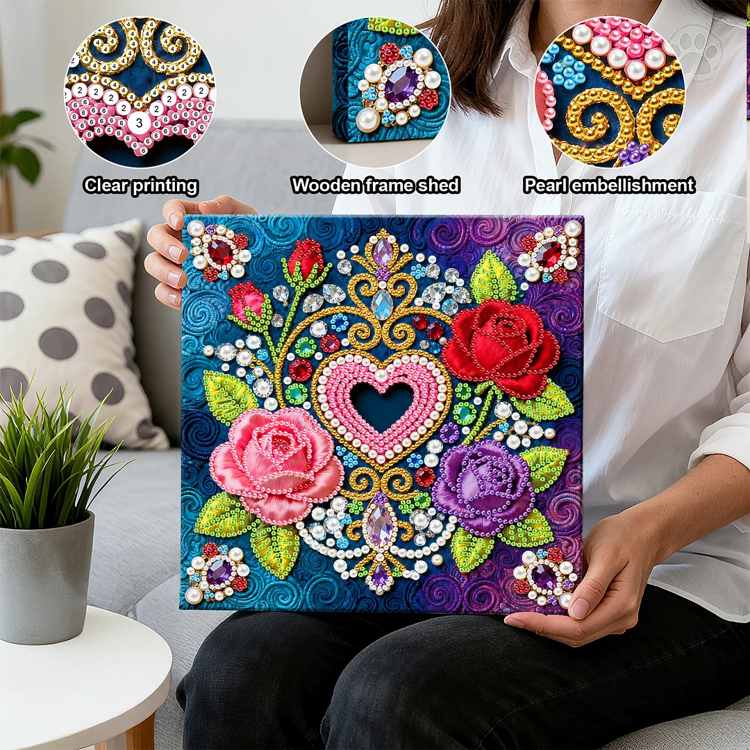 Flower Art Diamond Painting Kit for Adults Home Decor 25x25cm With Frame