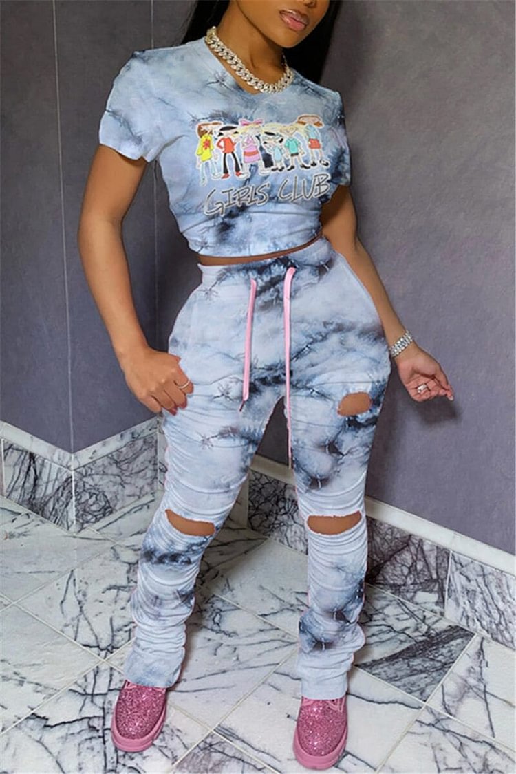 Fashion Casual Printed Slim Two-Piece Set - Shop Trendy Women's Clothing | LoverChic