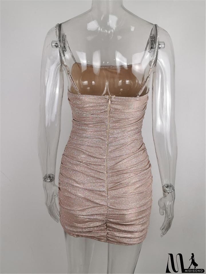 MidiSono - Stylish Casual Shiny Design Sexy Slim Mini Slip Dress