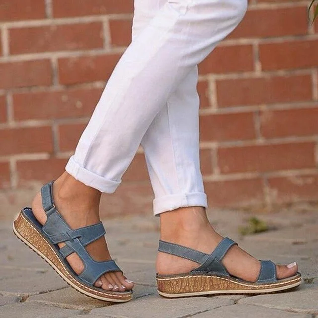 Vstacam Women Sandals Summer 2022 Female Shoes Woman Peep-toe Wedge Comfortable Sandals Flat Sandals Female Sandalias Plus Size 43