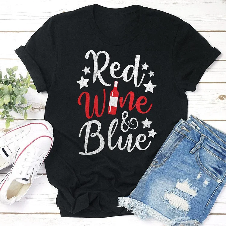 Red Wine And Blue T-shirt Tee --Annaletters