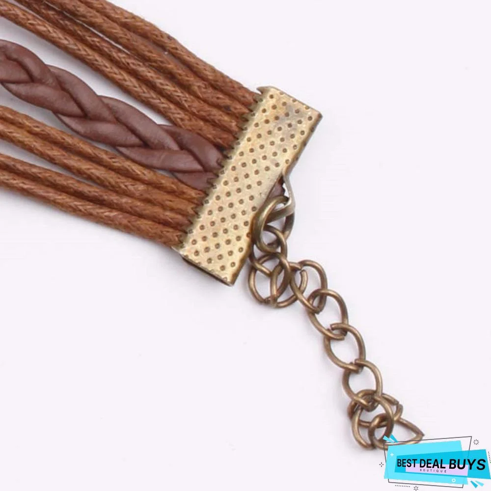 Women Bronze Vintage Leather Rope Bracelet