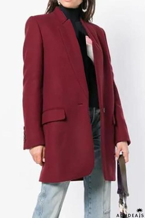 High Collar Button Pocket Coat
