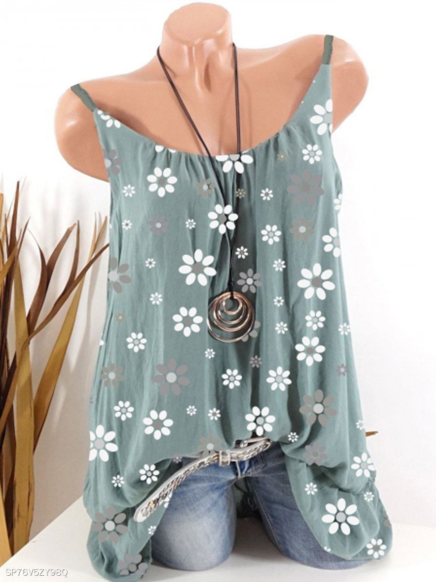 Womens Round Neck Printed Vest