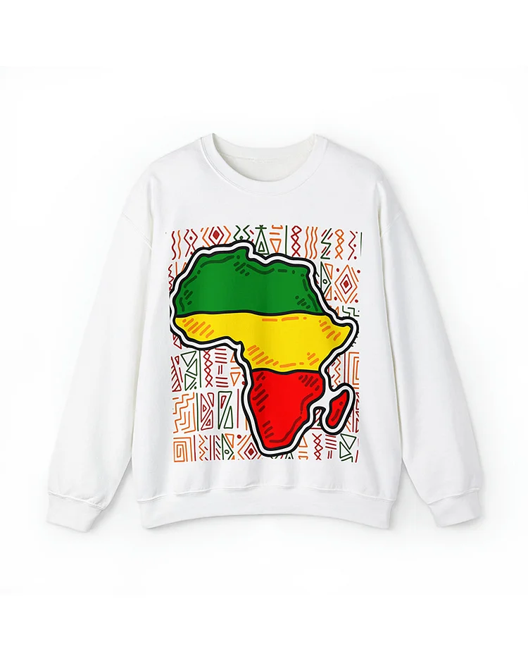 Ethnic Africa Map Long Sleeve Crewneck Sweatshirt