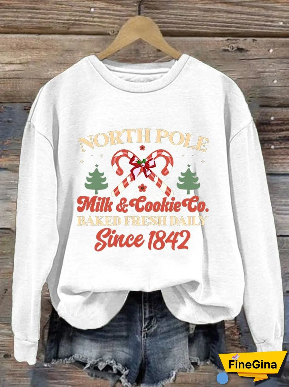 Women's North Pole Milk & Cookie Co Baked Fresh Daily Since 1842 Print Sweatshirt
