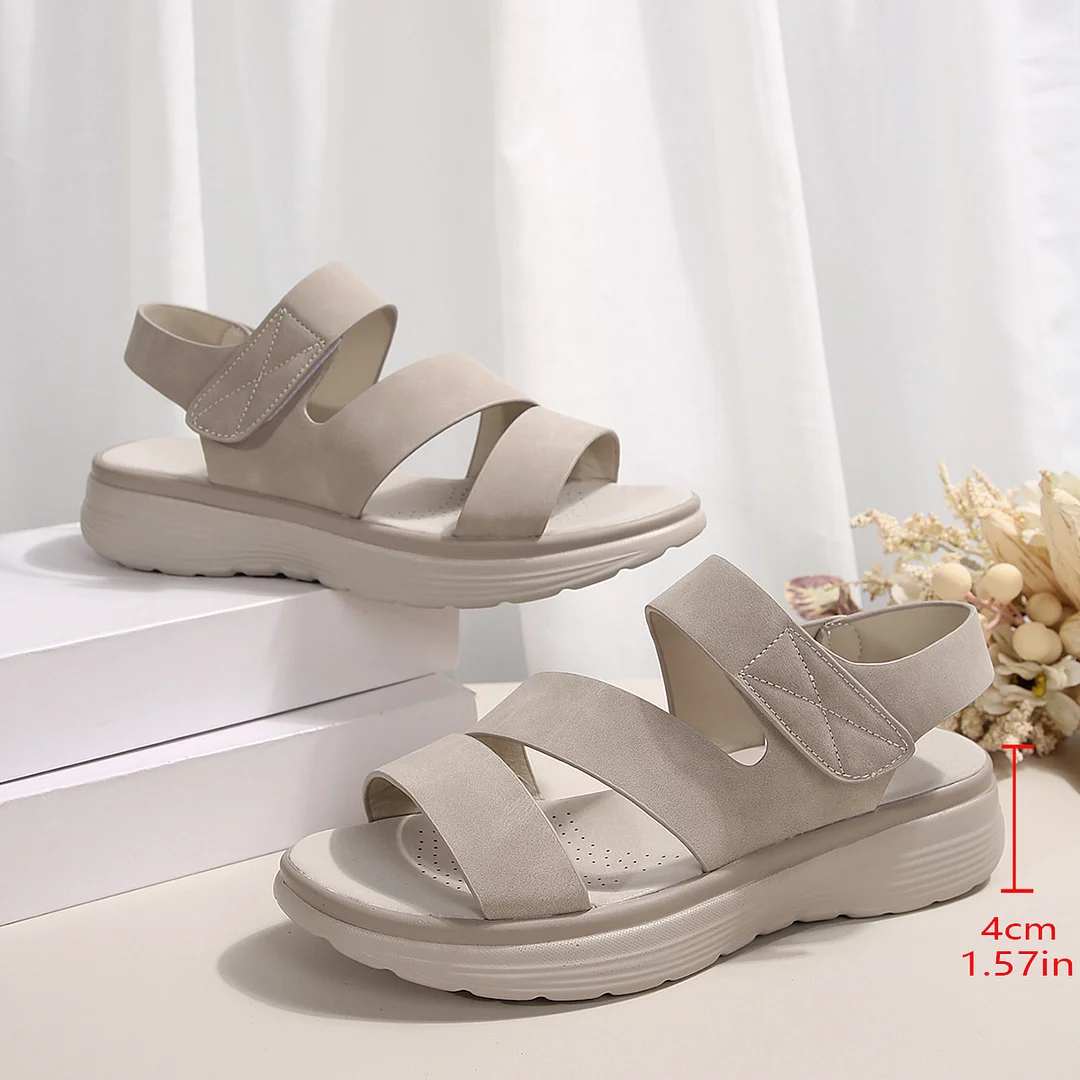 Yyvonne Large-Size Loose-Soled Sandals Women 2025 Summer New Slope And Flat-Bottomed Magic Beach Sandals