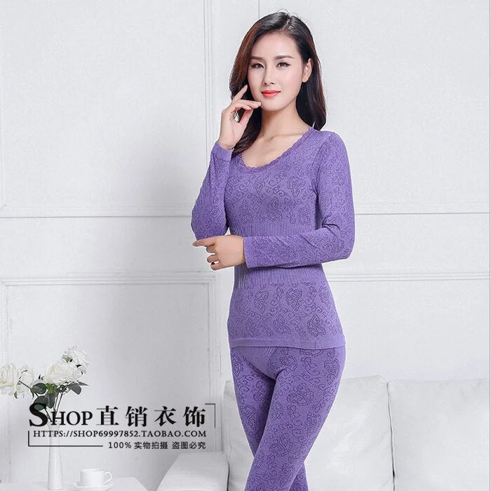 Thermal Underwear Women O-Neck Lace Thin Soft Warm Simple Abdomen Slim Tight Womens All-match Solid Breathable Cotton Trendy