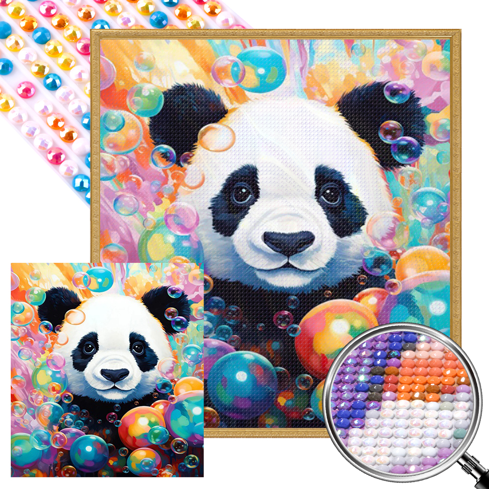 Panda 45*50cm(picture) full round drill diamond painting 3 to 5 colors of AB drills