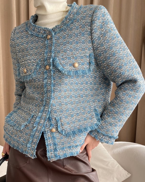 Women's Green Tweed Jacket Gold Buttons