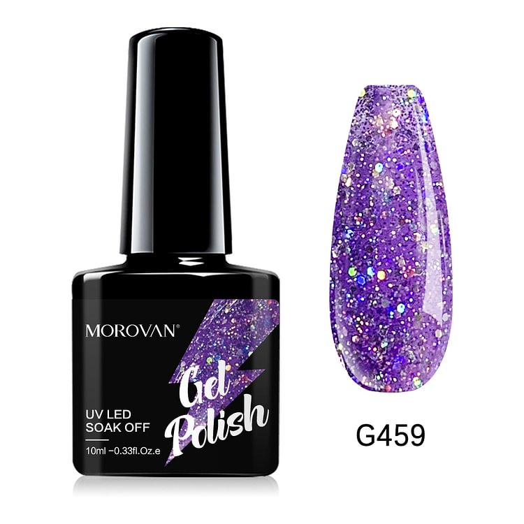 Morovan 	Dark Orchid/Multicolor Glitter Gel Nail Polish G459
