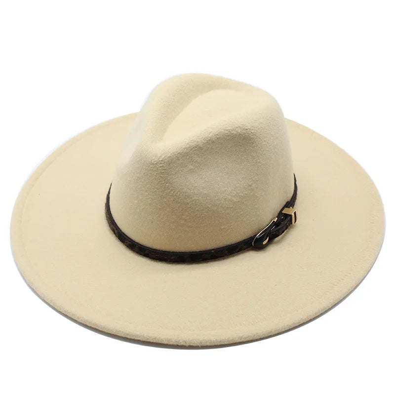 New Autumn And Winter Wool 9.5cm Big Brim Jazz Hat Men’s And Women’s Heart Top Chain Hat Felt Hat