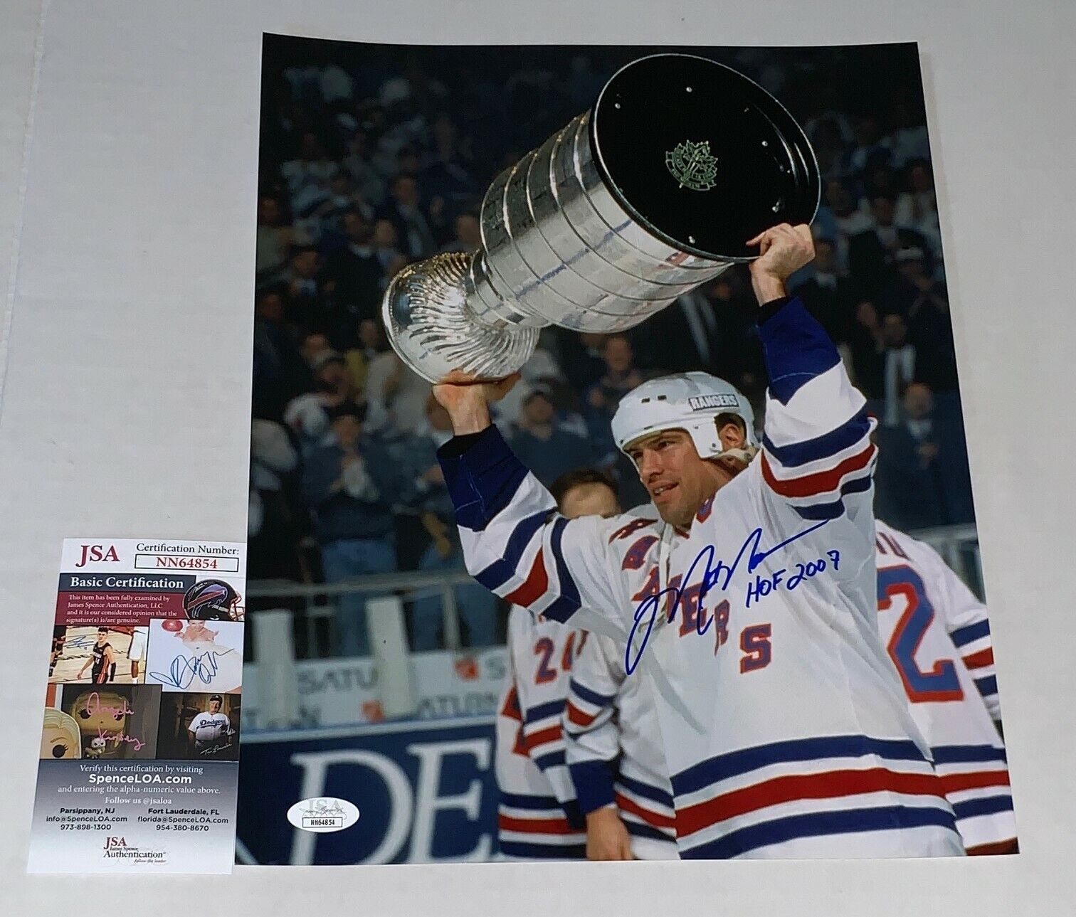 Mark Messier signed New York Rangers Stanley Cup 11x14 Photo Poster painting W/ HOF Inscrip. JSA