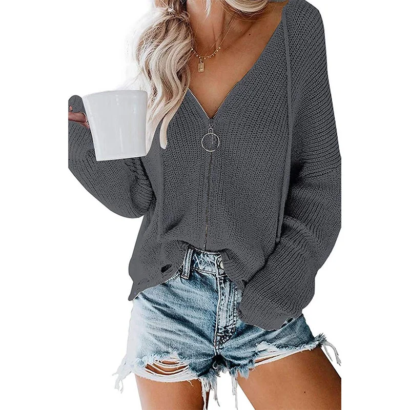 Wongn Wongn New Ladies Cardigan Hoodie Hoodie Zipper Broken Hole Irregular Loose Sweater Women's Wear