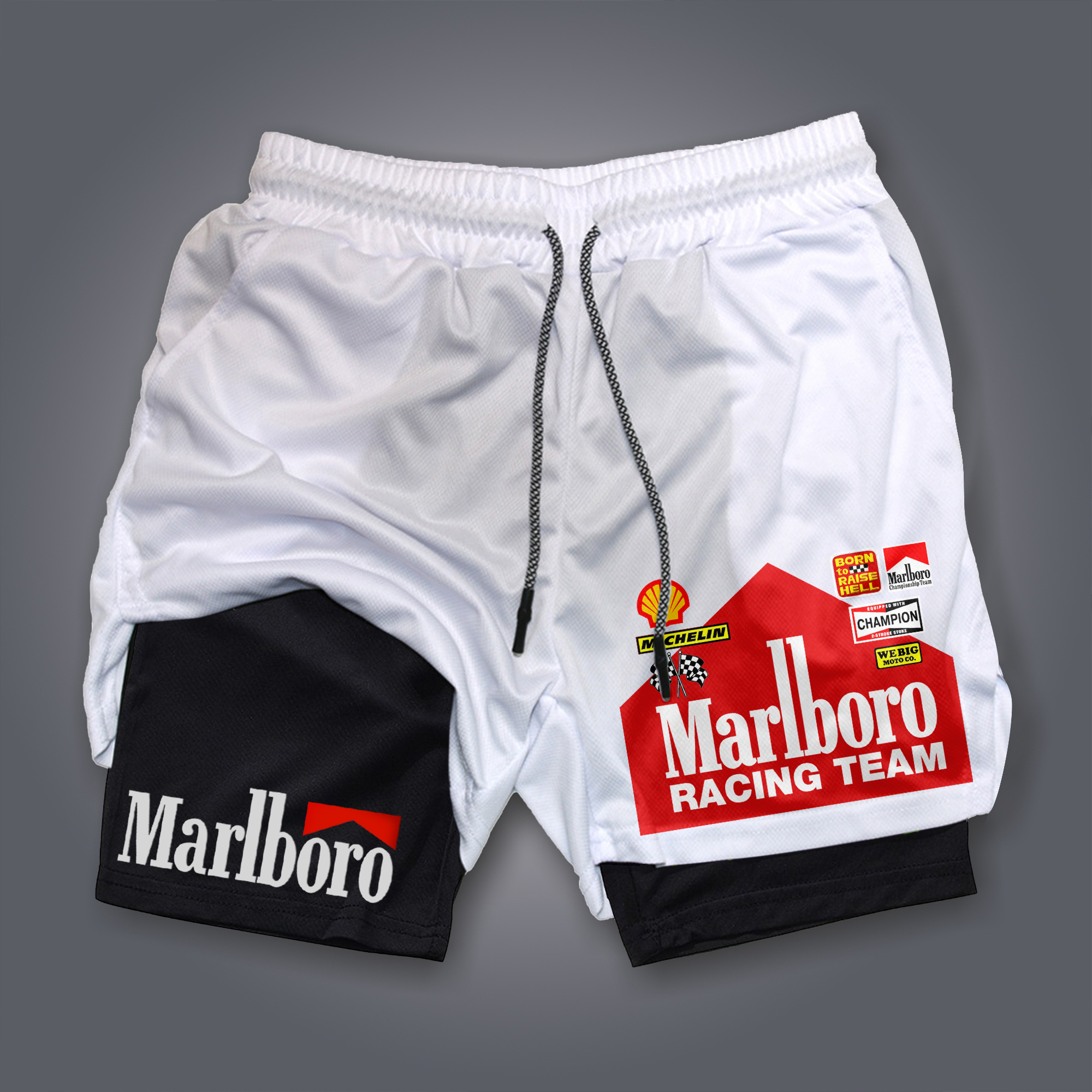  Racing-Inspired Mesh Shorts with Bold Graphics / TECHWEAR CLUB / Techwear