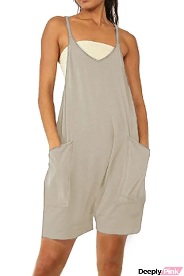 Zip pocket suspenders jumpsuit