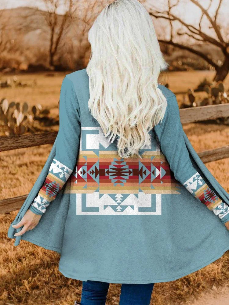 Women's Vintage Printed Long Sleeve Cardigan