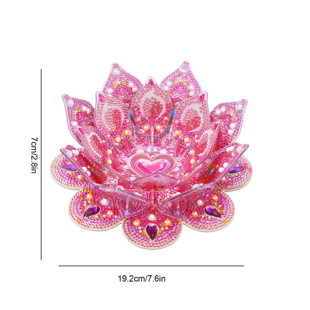 Lotus DIY Diamond Art Painting Kits of Candle Holder Diamond Painting Candle Holder Kit Diamonds Paintings Candlestick Holder Kit for Aromatherapy & Home Decor (Pink)