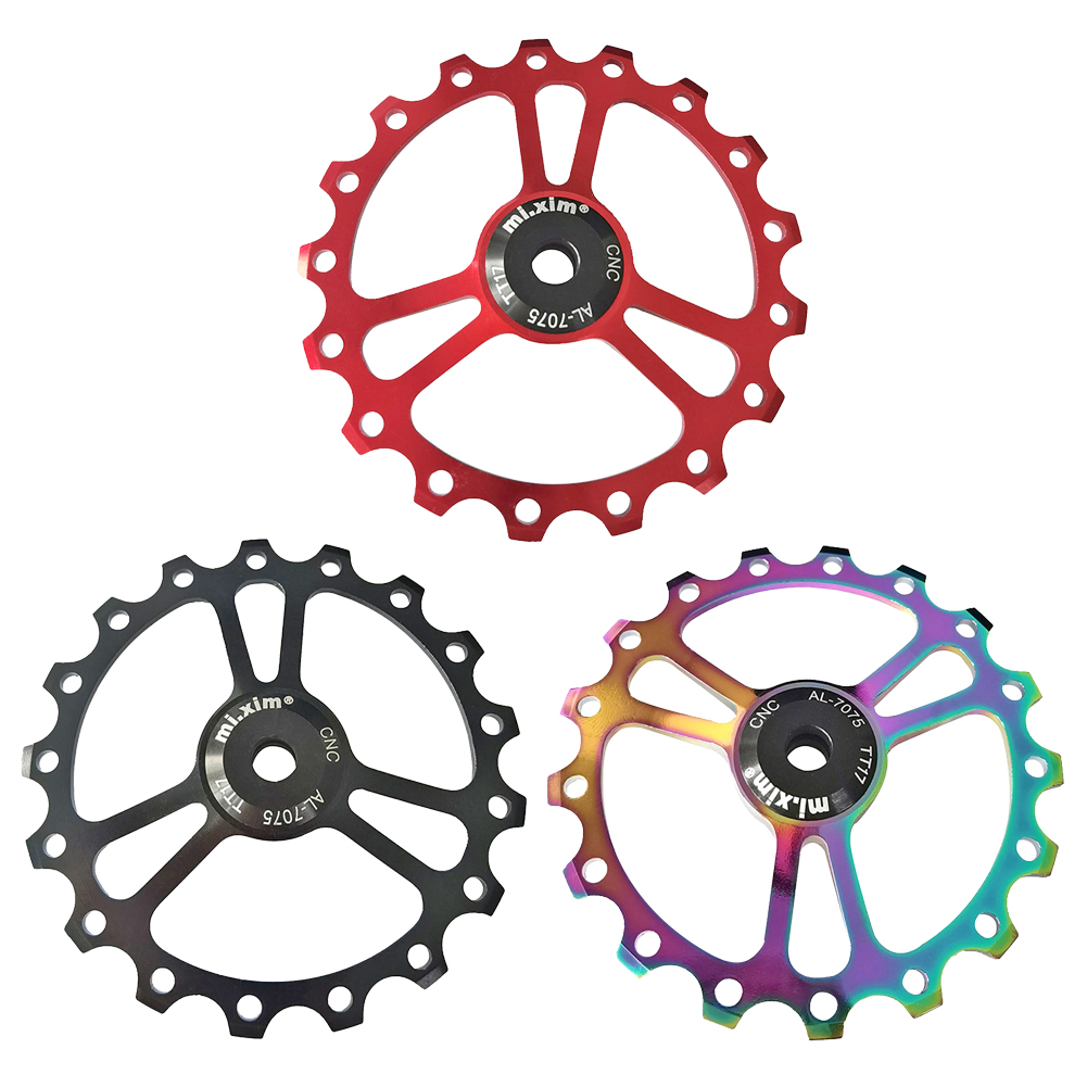 

Mi Xim 17T MTB Bike Aluminum Rear Derailleurs Ceramic Bearing Guide Wheel, Red, 501 Original