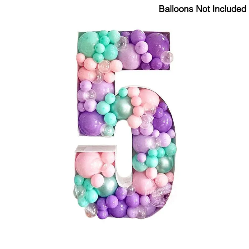 100/73cm Large Number Balloon Filling Box Frame Stand Kids Adult Birthday Party Anniversary Baby Shower DIY Decoration Wedding