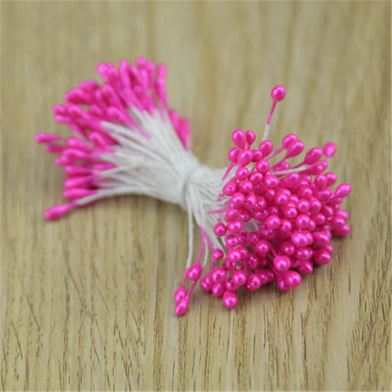 3mm 300pcs Double heads Mini Pearl Stamen Sugar Artificial Flower For Wedding Decoration DIY Scrapbooking Wreath Fake Flowers