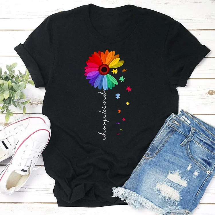 Sunflower Puzzle Choose Kind Autism Awareness T-Shirt Tee-01028-Annaletters