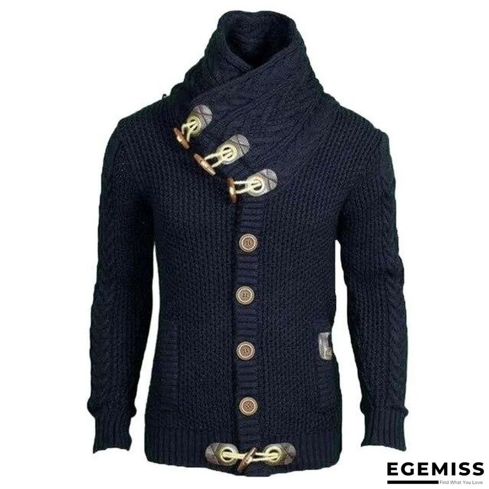 Mens buckle Sweater Cardigan Autumn winter Fashion Warm Thick Hedging Turtleneck Knitting Jumper Sweaters | EGEMISS
