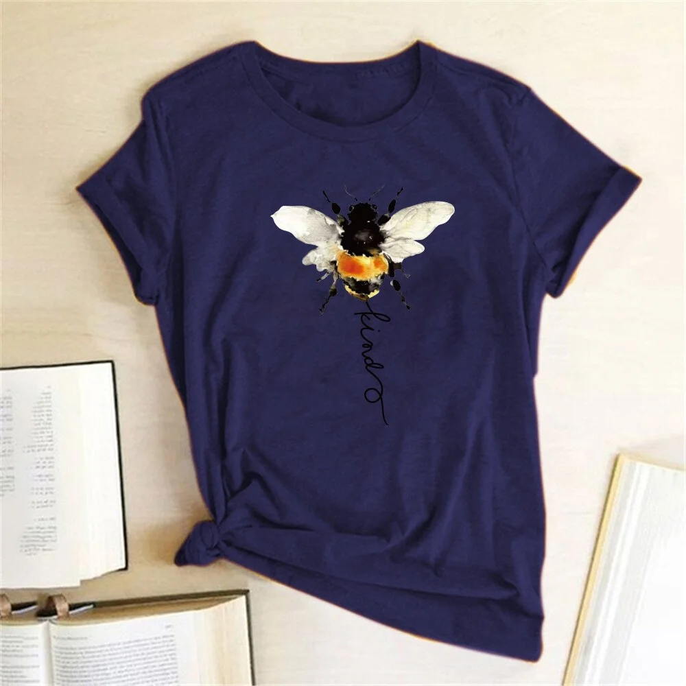 Bee Print T-shirts Women Clothing Summer Graphic T Shirts Aesthetic Shirts for Women Fashion Harajuku Top Camiseta Mujer Verano