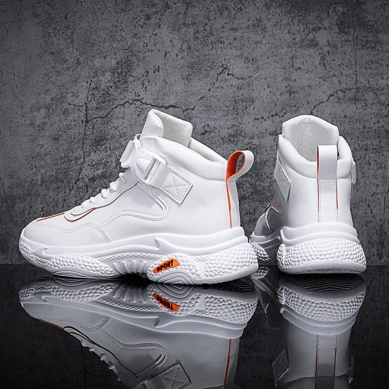 Men's Plus Fluff Warm Leather High-top Basketball Shoes Winter Male Non-slip Lightweight Sneakers Fall Trend Casual Shoes Men