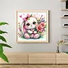 Rabbit and Flowers Full Stamped Cross Stitch Kit 18CT 2-Strand 25x25cm