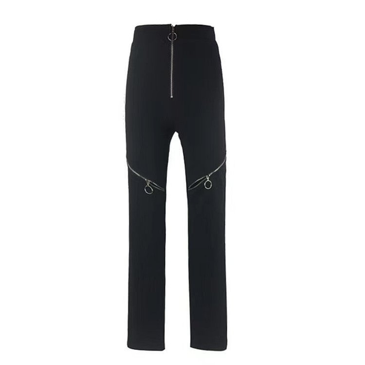 Gothic  High Waist Zipper Bodycon Pants