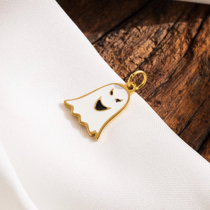 1 Piece 23*24mm Hole 3~3.9mm 304 Stainless Steel 14K Gold Plated Pumpkin Skull Ghost Polished Pendant Jewelry Accessories