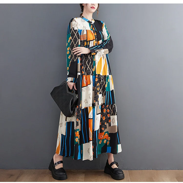 Literary Loose Print Midi Dress