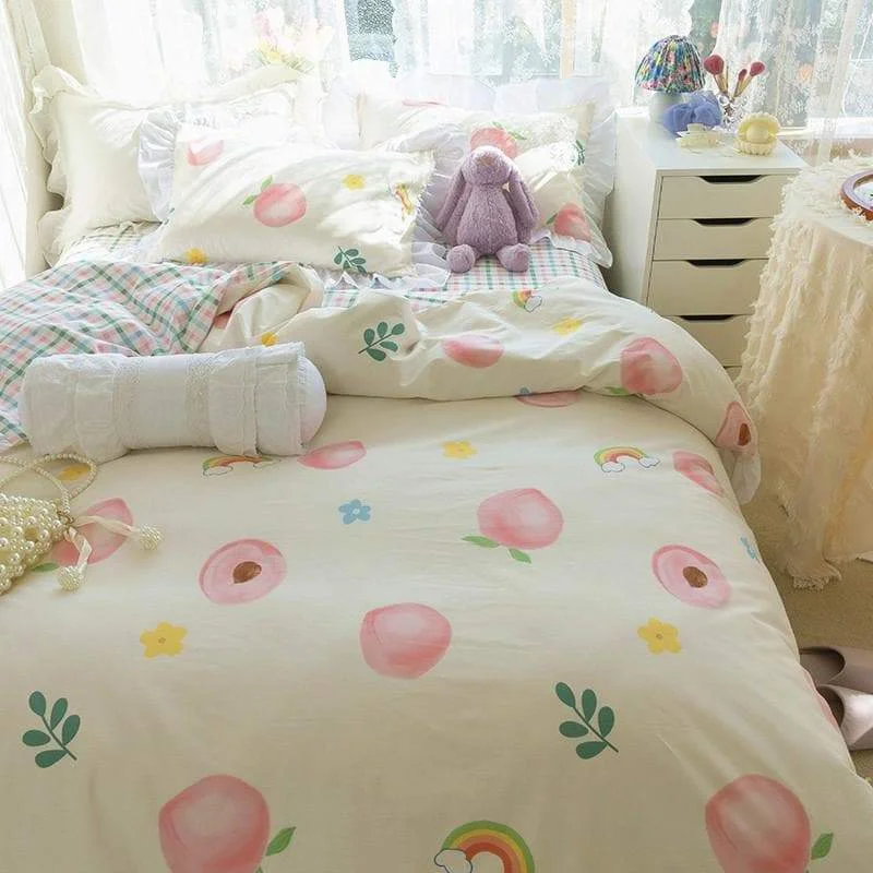 Cute Comfy Dreams Kawaii Peach Bedding Set SS1627