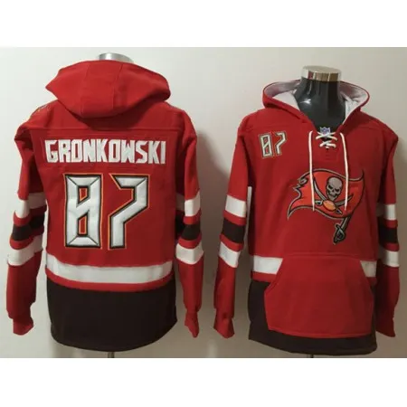 Men's Tampa Bay Buccaneers #87 Rob Gronkowski Red Ageless Must-Have Lace-Up Pullover Hoodie