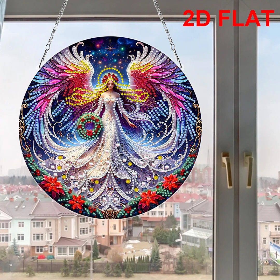 2D Flat DIY Xmas Angel Diamond Art Pendant Double-Sided Diamond Painting Set