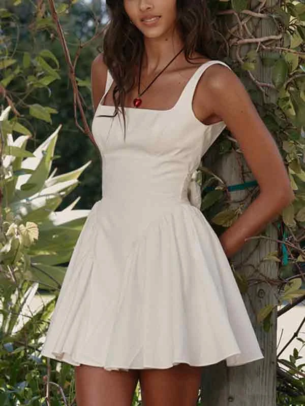 Brownm backless mini dress with lacing and back tie