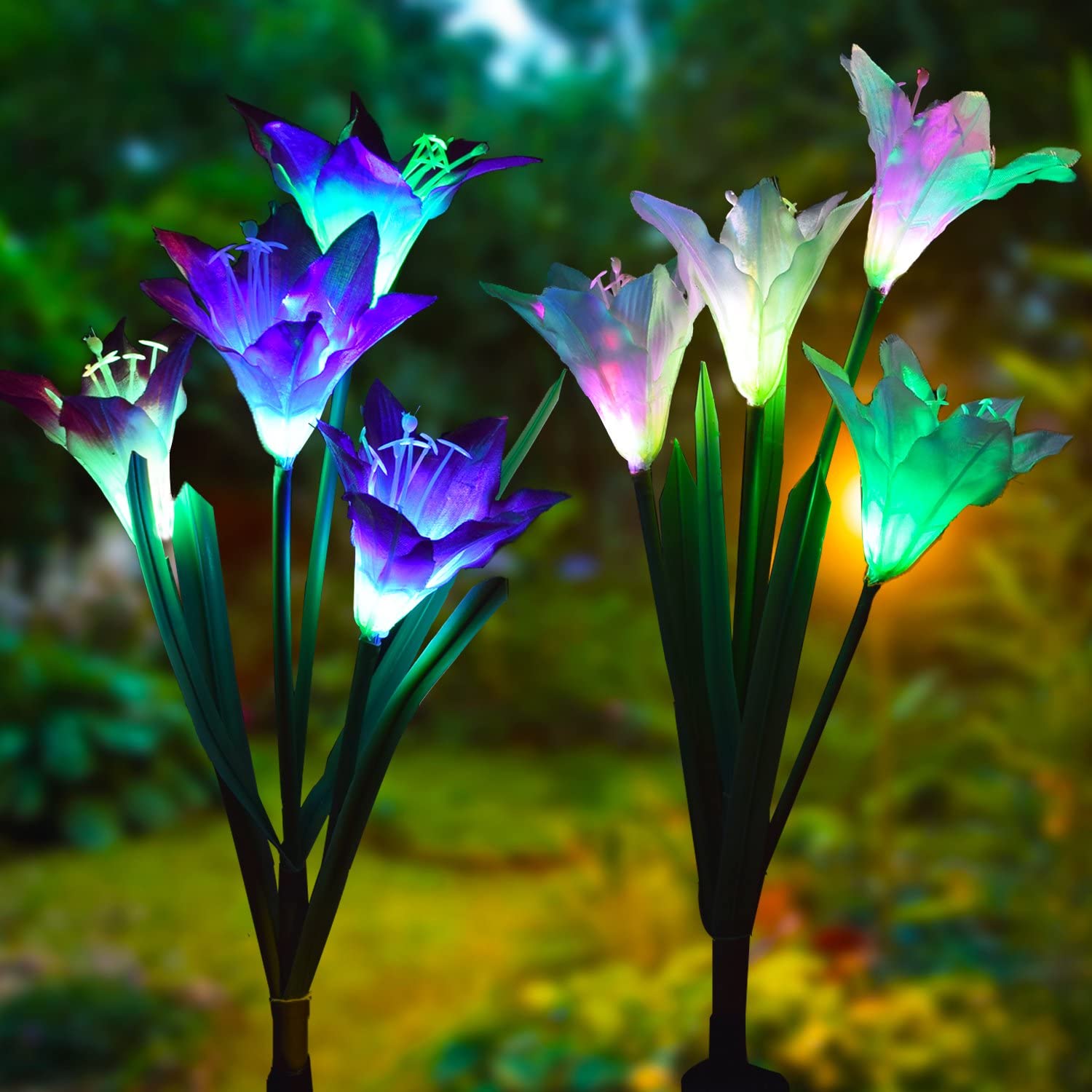 Solar Powered Flower Yard Lights - Solar lily flower lights for lighting pathway