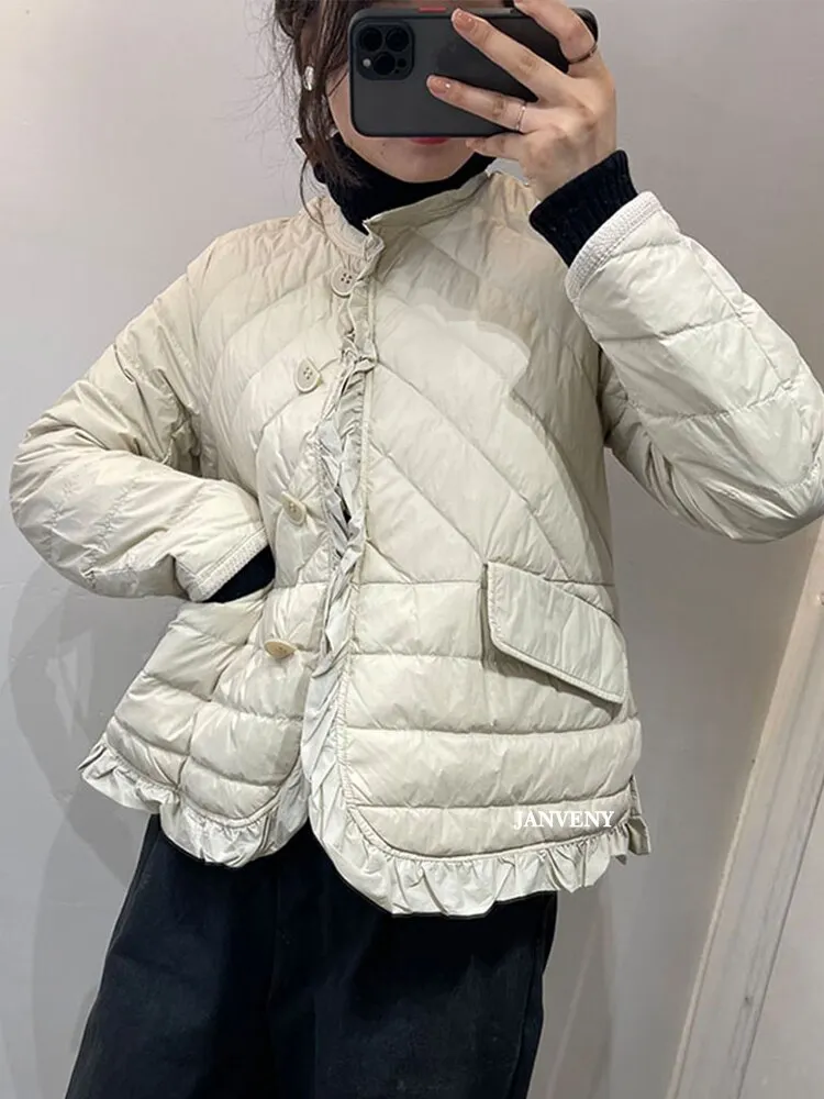 Winter Jacket Roffles Woherb 2022 New Quilted Winter Duck Down Coat Ultra Light Thin Puffer ...