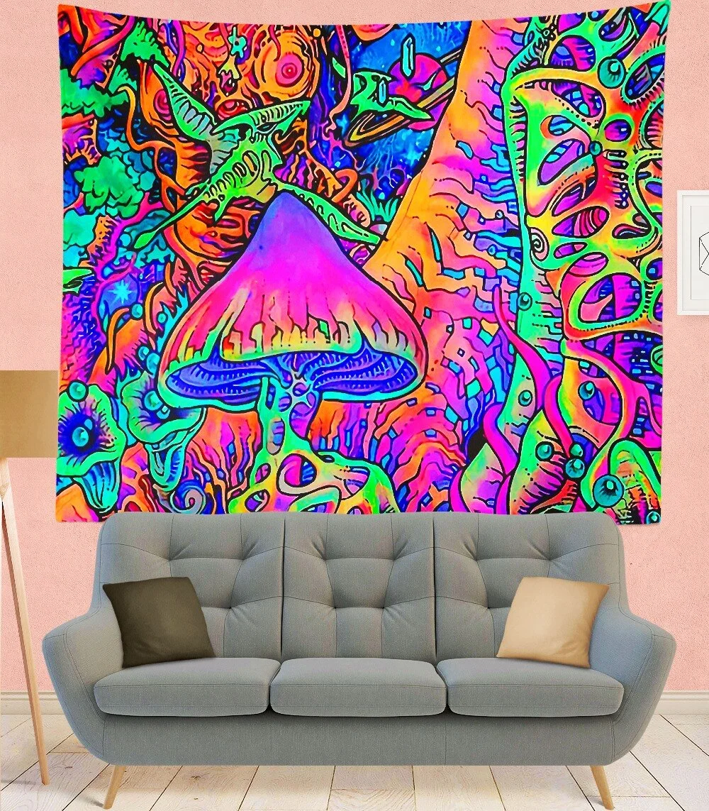 India Mandala Tapestry purple mushroom Wall Hanging Boho Decor Wall Cloth Tapestries Psychedelic Hippie Mandala Wall Carpet