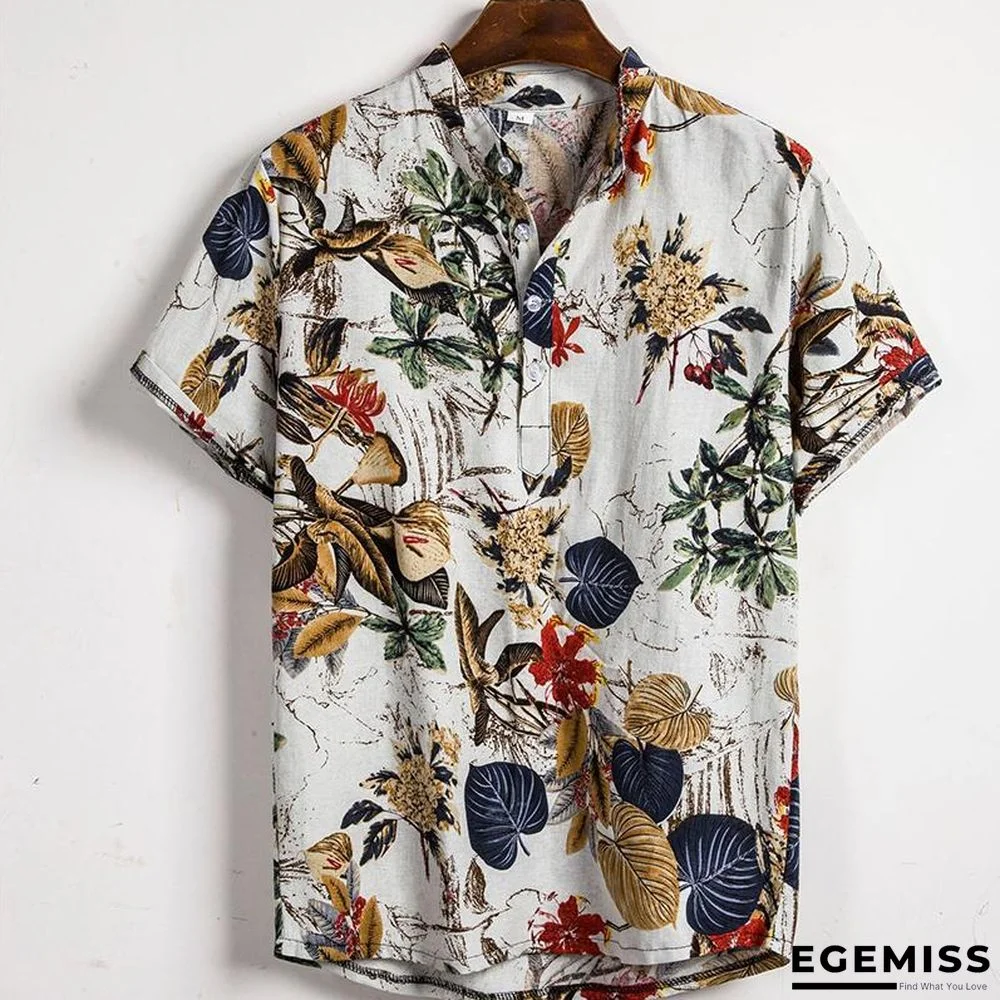 Summer Mens Hawaiian Short Sleeve Summer Floral Printed Beach Shirts | EGEMISS