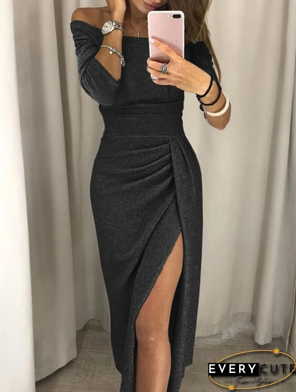 Women's Bag Hip Open Neck Collar Thick Dress Bright Crystal Dress Skirt Evening Dress Plus Size S-5XL