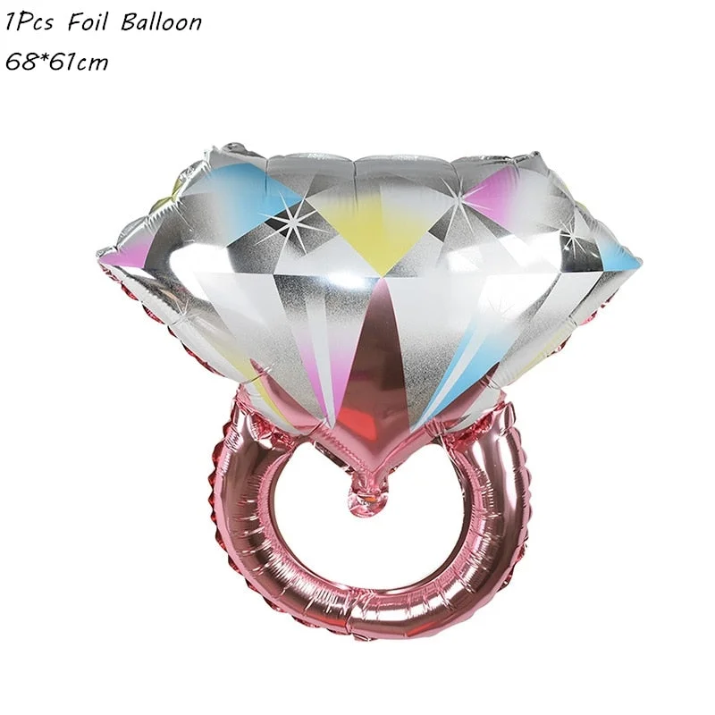 Bride To Be Theme Foil Balloon Cupcake Topper Sash Bachelorette Party Diamond Ring Foil Balloon Wedding Decoration Supplies