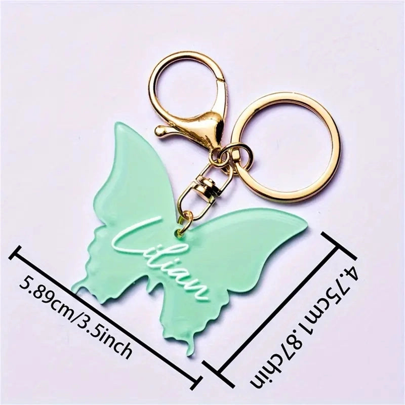 Vacation Minimalist Butterfly Arylic Alloy Animal Printing Butterfly Keychain