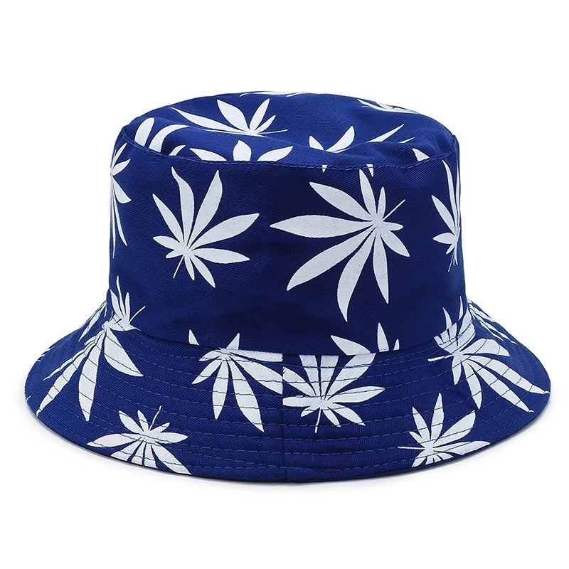 Women’s Minimalist Leaves Printing Wide Eaves Bucket Hat