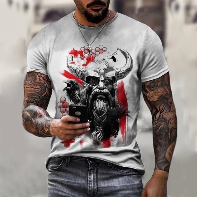Men's T-Shirt Crew Neck Street Casual Print Short Sleeve Top