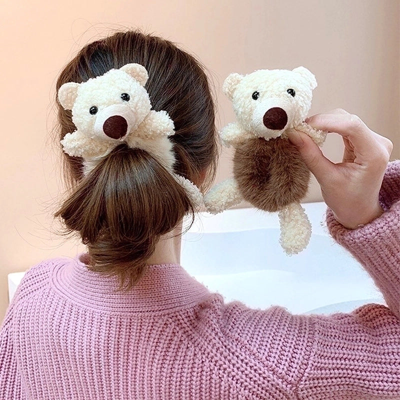 Cartoon Style Bear Plush Hair Tie