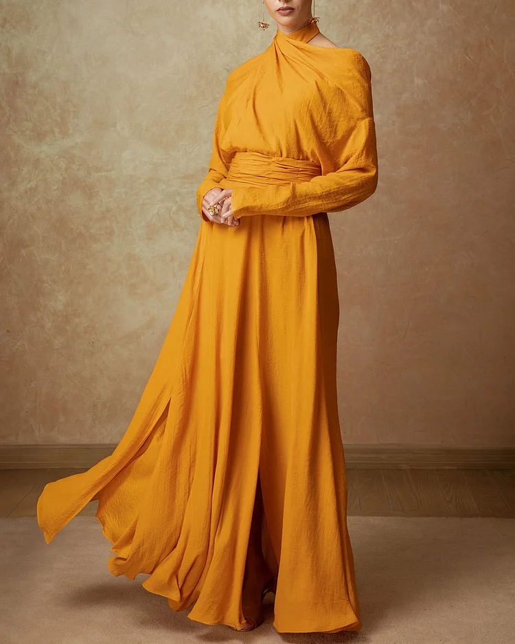 Exquisite  Tie Wrap Off Shoulder Maxi Dress