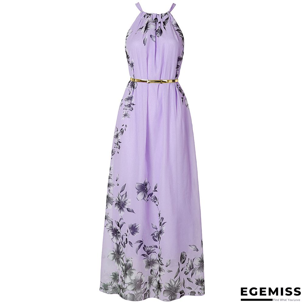 Bohemian Slim Dress Floral Sleeveless Print Chiffon Beach Skirt Holiday Dress | EGEMISS